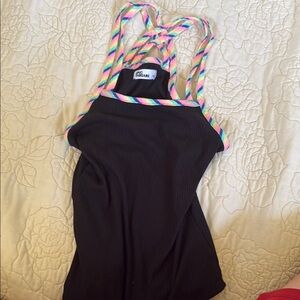 Epic Threads Black and Pink Bodysuit with Vibrant Patterns